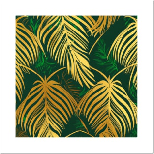 Golden Fern Leaves Posters and Art